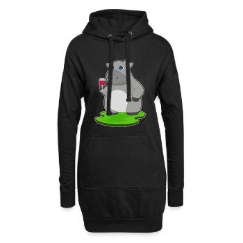 Vin rouge de vache - Sweat-shirt à capuche long Femme - noir - Devant
