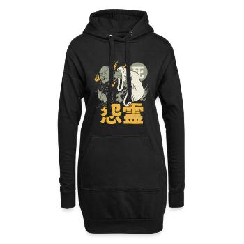Japanischer Dämon - Hoodie-Kleid - Schwarz - Vorne