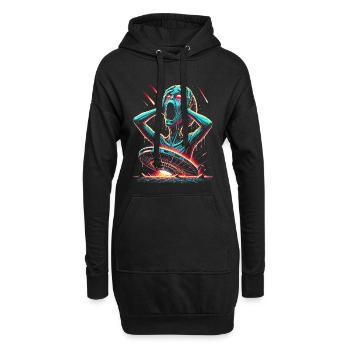 Neon Sci-Fi Horror Halloween Illustration - Hoodie-Kleid - Schwarz - Vorne
