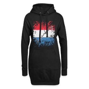 Luxemburger Grunge-Flagge, ich liebe Luxemburg - Hoodie-Kleid - Schwarz - Vorne