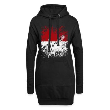 Monegaskische Flagge, ich liebe Monaco - Hoodie-Kleid - Schwarz - Vorne