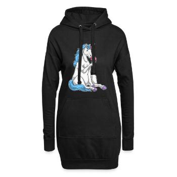 Einhorn Donut - Hoodie-Kleid - Schwarz - Vorne
