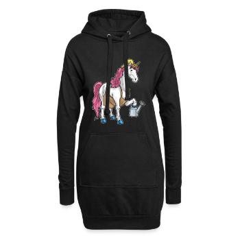 Licorne jardinier arrosoir pot de jardin - Sweat-shirt à capuche long Femme - noir - Devant
