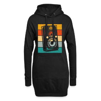 Lautsprecher Retro - Hoodie-Kleid - Schwarz - Vorne