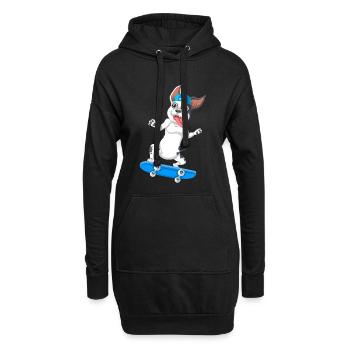 Energisches Skateboarden Französische Bulldogge Design - Hoodie-Kleid - Schwarz - Vorne