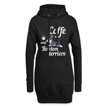 Kaffee und Boston Terrier Fun Design - Hoodie-Kleid - Schwarz - Vorne