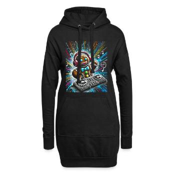 Funkster Lebkuchen DJ Illustration - Hoodie-Kleid - Schwarz - Vorne