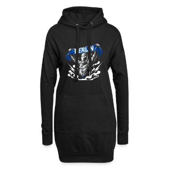 Stilisierte Neon-Graffiti Berlin Szene - Hoodie-Kleid - Schwarz - Vorne