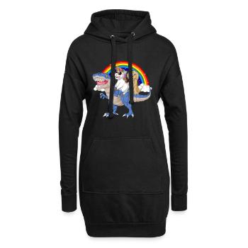 Dinosaurier Einhorn Golden Doodle Regenbögen Design - Hoodie-Kleid - Schwarz - Vorne