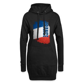 Flagge Frankreichs, Vintage-Grunge - Hoodie-Kleid - Schwarz - Vorne