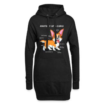 Anatomie d’un corgi - Funny Dog Lover Design - Sweat-shirt à capuche long Femme - noir - Devant