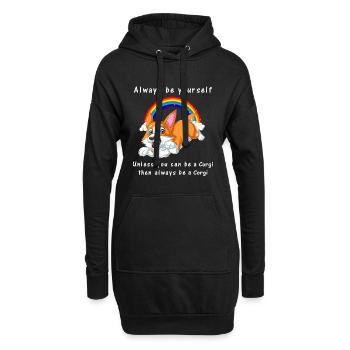 Corgi joueur avec arc-en-ciel et citation - Sweat-shirt à capuche long Femme - noir - Devant