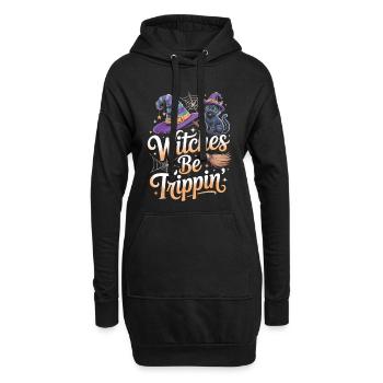 Chat Sorcière Halloween Déguisement - Sweat-shirt à capuche long Femme - noir - Devant
