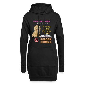 Bücher und Goldendoodle – Hundeliebhaber Frau Design - Hoodie-Kleid - Schwarz - Vorne