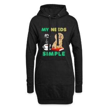 Bücher, Kaffee & Golden Doodle Vibes - Hoodie-Kleid - Schwarz - Vorne