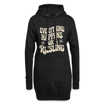 Wein Weintrinker Everything Happens For A Riesling - Hoodie-Kleid - Schwarz - Vorne