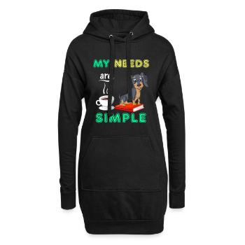 Bücher Kaffee und Dackel Lustiger Hundeliebhaber Design - Hoodie-Kleid - Schwarz - Vorne