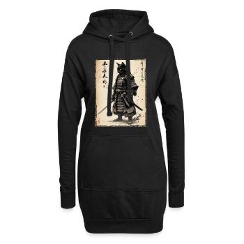 Chat samouraï, guerrier et combattant japonais - Sweat-shirt à capuche long Femme - noir - Devant