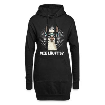 Alpaka WIE LÄUFT'S? Lama Lustiges - Hoodie-Kleid - Schwarz - Vorne