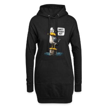 Que regardes-tu ? Drôle de mouette – humour côtier - Sweat-shirt à capuche long Femme - noir - Devant