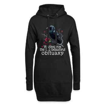 Schwarzer Rabe mit Rosen und Totenschädel - Hoodie-Kleid - Schwarz - Vorne
