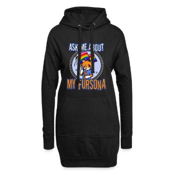 Posez-moi des questions sur mon Fursona - Sweat-shirt à capuche long Femme - noir - Devant