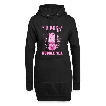 K-Pop Chaton au Bubble Tea Corée du Sud Séoul - Sweat-shirt à capuche long Femme - noir - Devant
