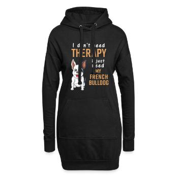 Conception de citation de thérapie du bouledogue français - Sweat-shirt à capuche long Femme - noir - Devant