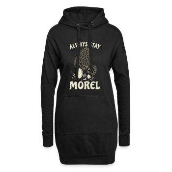 Morel, reste toujours morel, jeu de mots - Sweat-shirt à capuche long Femme - noir - Devant