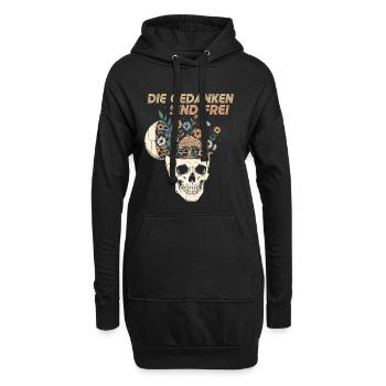 Blumen im Schädel mit Botschaft - Hoodie-Kleid - Schwarz - Vorne