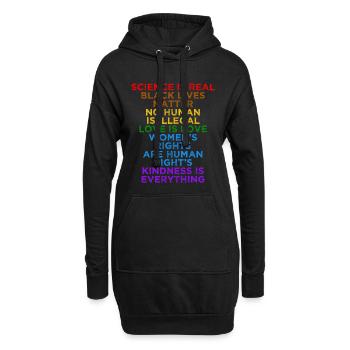 Justice sociale Amour Égalité Droits de l’homme - Sweat-shirt à capuche long Femme - noir - Devant