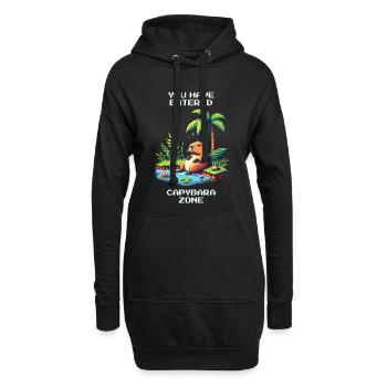 Betritt die Capybara-Zone | Capybara & Chill - Hoodie-Kleid - Schwarz - Vorne