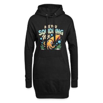 Calmar mignon avec un dicton amusant - Sweat-shirt à capuche long Femme - noir - Devant