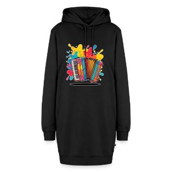 Farbenfrohe Musikinstrumente mit Spritzern - Hoodie-Kleid - Schwarz - Vorne