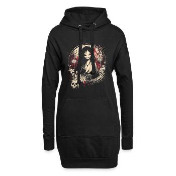 Horror Manga Dämon Mädchen Kimono Design - Hoodie-Kleid - Schwarz - Vorne