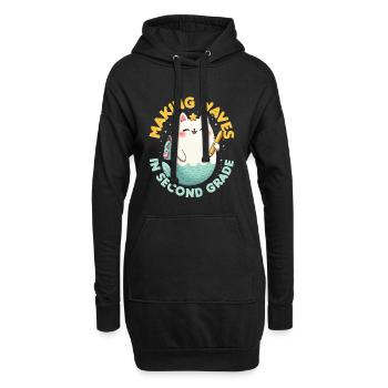 Sirène faisant des vagues en deuxième année - Sweat-shirt à capuche long Femme - noir - Devant