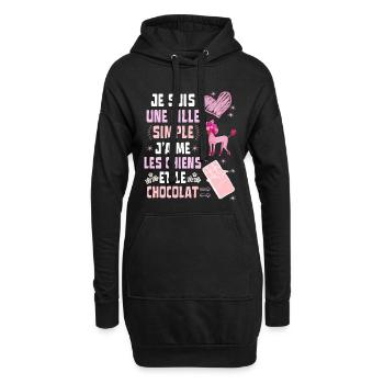 Je suis une fille Simple Chiens et Chocolat - Sweat-shirt à capuche long Femme - noir - Devant