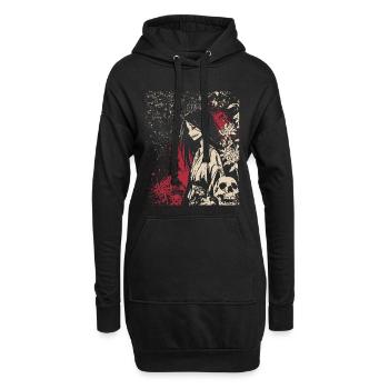 Fille d'anime d'horreur japonaise au look démoniaque - Sweat-shirt à capuche long Femme - noir - Devant