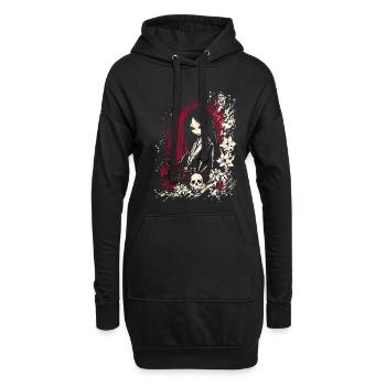 Fille kimono d'anime japonais effrayante et horreur - Sweat-shirt à capuche long Femme - noir - Devant