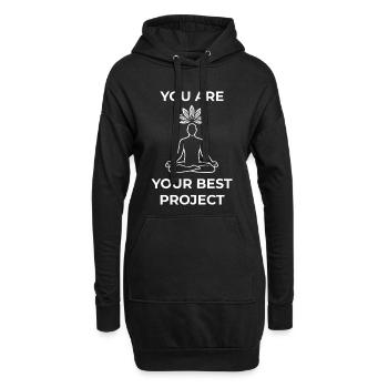 Achtsamkeit Du Bist Dein Bestes Projekt - Hoodie-Kleid - Schwarz - Vorne