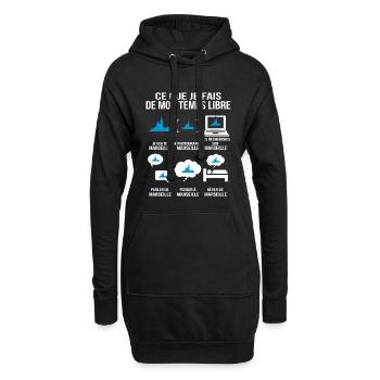 Ce que je fais de mon temps libre – Marseille - Sweat-shirt à capuche long Femme - noir - Devant