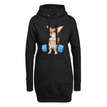 Haltérophilie Chihuahua - Sweat-shirt à capuche long Femme - noir - Devant