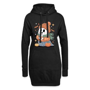Geist Niedliche Halloween Herbst - Hoodie-Kleid - Schwarz - Vorne