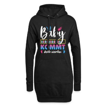 Bientôt maman BÉBÉ ARRIVE S'IL VOUS PLAÎT ATTENDEZ Drôle - Sweat-shirt à capuche long Femme - noir - Devant