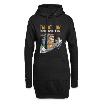 Faultier beim Bergsteigen mit Aussicht - Hoodie-Kleid - Schwarz - Vorne