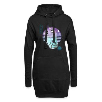 Kawaii Bubble Tee Illustration - Hoodie-Kleid - Schwarz - Vorne