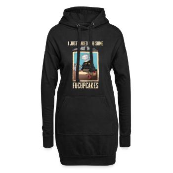 Chat, je viens de te faire cuire des fucupcakes fermés - Sweat-shirt à capuche long Femme - noir - Devant