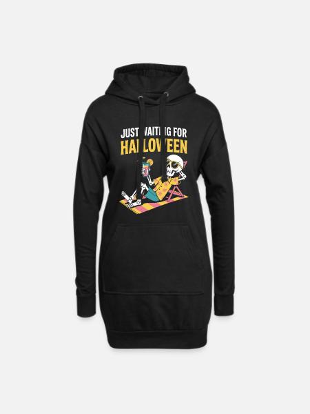Sommer-Halloween Warten Auf Halloween Skelett - Hoodie-Kleid - Schwarz