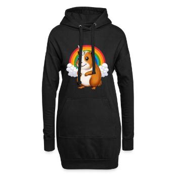 Cochon d'Inde Licorne - Sweat-shirt à capuche long Femme - noir - Devant