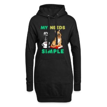 German Shepherd, Books and Coffee – Dog Lover Tee - Hoodie Dress - black - Front